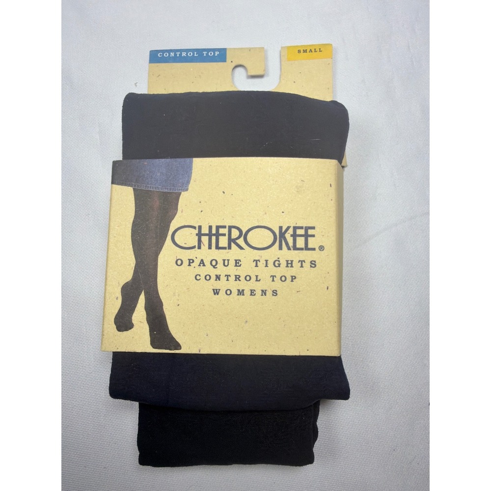Cherokee Opaque Tights Control Top Womens Small Navy Blue Nylon Spandex Vintage